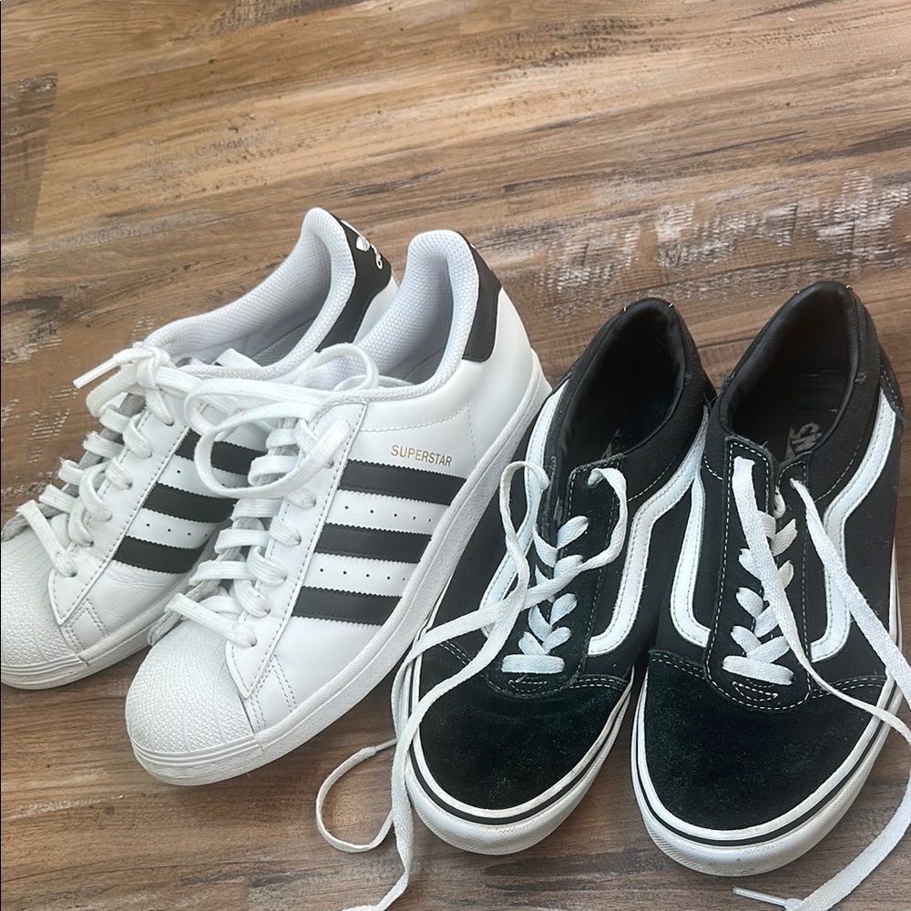 Adidas Superstar White Sneakers and Vans Bundle